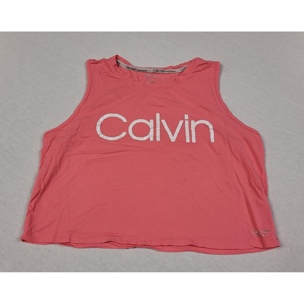 Calvin Klein Performance Women's Size M Cropped Logo Tank Top Pink